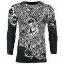 Футболка с длинным рукавом 3XL XTREME COUTURE by AFFLICTION Men LONG SLEEVE THERMAL Shirt ACCUSER Skull Biker MMA Black