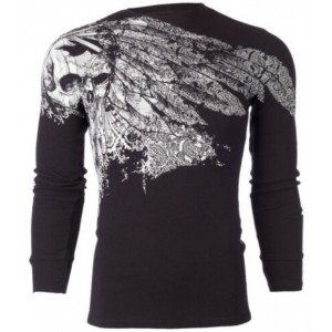 Футболка с длинным рукавом 3XL XTREME COUTURE by AFFLICTION Men LONG SLEEVE THERMAL Shirt ANTIQUATED Tattoo Biker