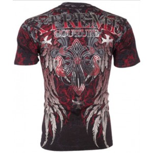 Футболка 3XL Xtreme Couture by AFFLICTION Men T-Shirt BOLD CIPHER Wings BLACK Biker