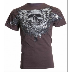 Футболка 3XL Xtreme Couture by AFFLICTION Men T-Shirt CARDIAC Skull Tattoo Biker