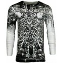 Футболка с длинным рукавом 3XL XTREME COUTURE by AFFLICTION Men LONG SLEEVE THERMAL Shirt CATACOMBS Skull Biker White