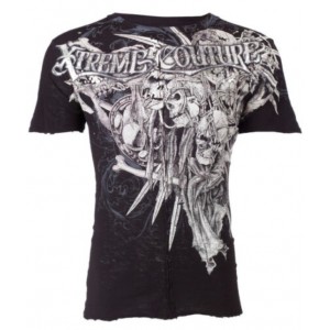 Футболка 3XL Xtreme Couture by AFFLICTION Men T-Shirt OUTLAW Skulls Tattoo Biker