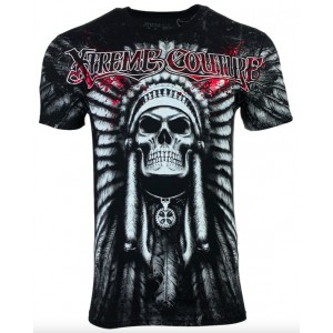Футболка 4XL Xtreme Couture by AFFLICTION Men T-Shirt PALA Skull Black Tattoo