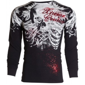 Футболка с длинным рукавом 2XL XTREME COUTURE by AFFLICTION Men LONG SLEEVE THERMAL Shirt PERSIMMON Biker