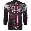 Футболка с длинным рукавом 3XL ARCHAIC by AFFLICTION Men LONG SLEEVE THERMAL Shirt RED FLAG Cross Biker