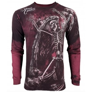 Футболка с длинным рукавом 3XL XTREME COUTURE by AFFLICTION Men LONG SLEEVE THERMAL Shirt RELINQUISH Skull Wings