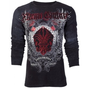 Футболка с длинным рукавом 3XL XTREME COUTURE by AFFLICTION Men LONG SLEEVE THERMAL Shirt ROYAL FAMILY Biker