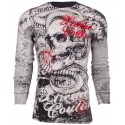 Футболка с длинным рукавом 2XL XTREME COUTURE by AFFLICTION Men LONG SLEEVE THERMAL Shirt TOOTHACHE Biker Black
