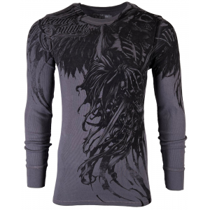 Футболка с длинным рукавом 3XL XTREME COUTURE by AFFLICTION Men LONG SLEEVE THERMAL Shirt WLEDING DEATH Biker