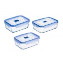 Набор прямоугольных контейнеров Luminarc PURE BOX ACTIVE /салатники с крышкой 380мл.820 мл.1220мл. (G1602  G8596)